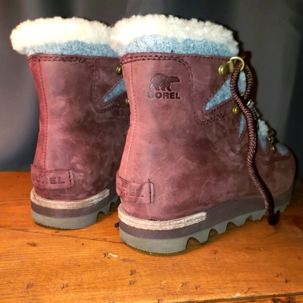 Sorel Brown and Burgundy Winter Boots